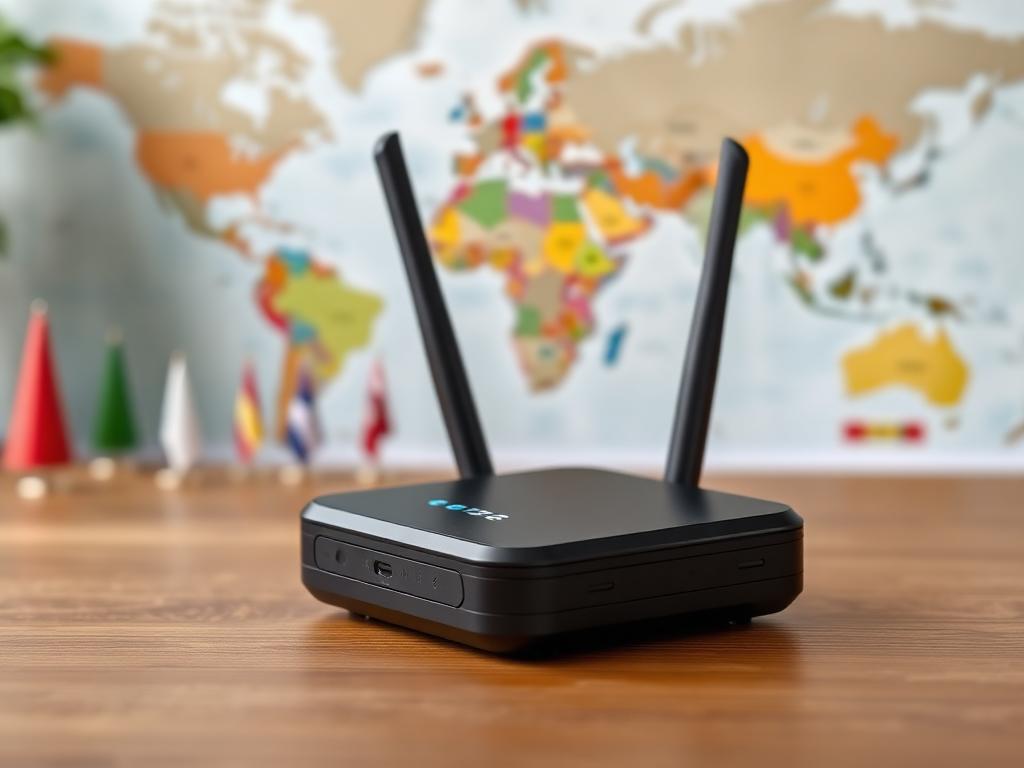 NetGlobeX posé sur une table avec planisphère